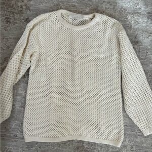 Vintage Chava Sweater Womens Small Ivory Cotton Blend Open Knit Long Sleeve Boho